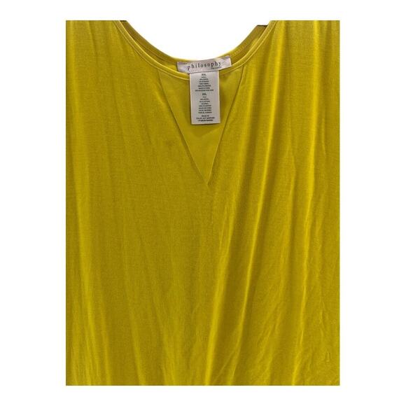 Philosophy Mustard Yellow Blouse Women's High Low Sheer Panel Relaxed Fit 2XL - Picture 2 of 5